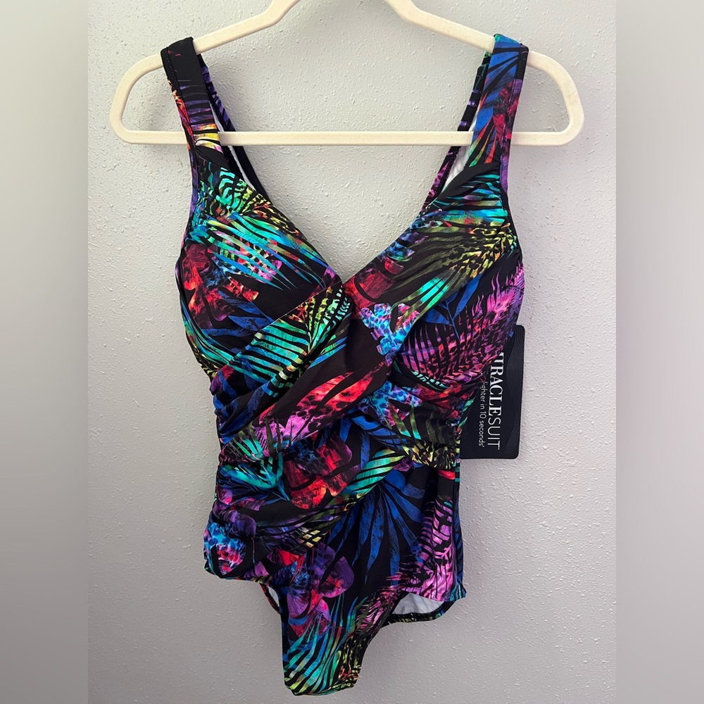 Miraclesuit Plus Size Revele One Piece In Tropicat Size 16W New - Picture 3 of 9